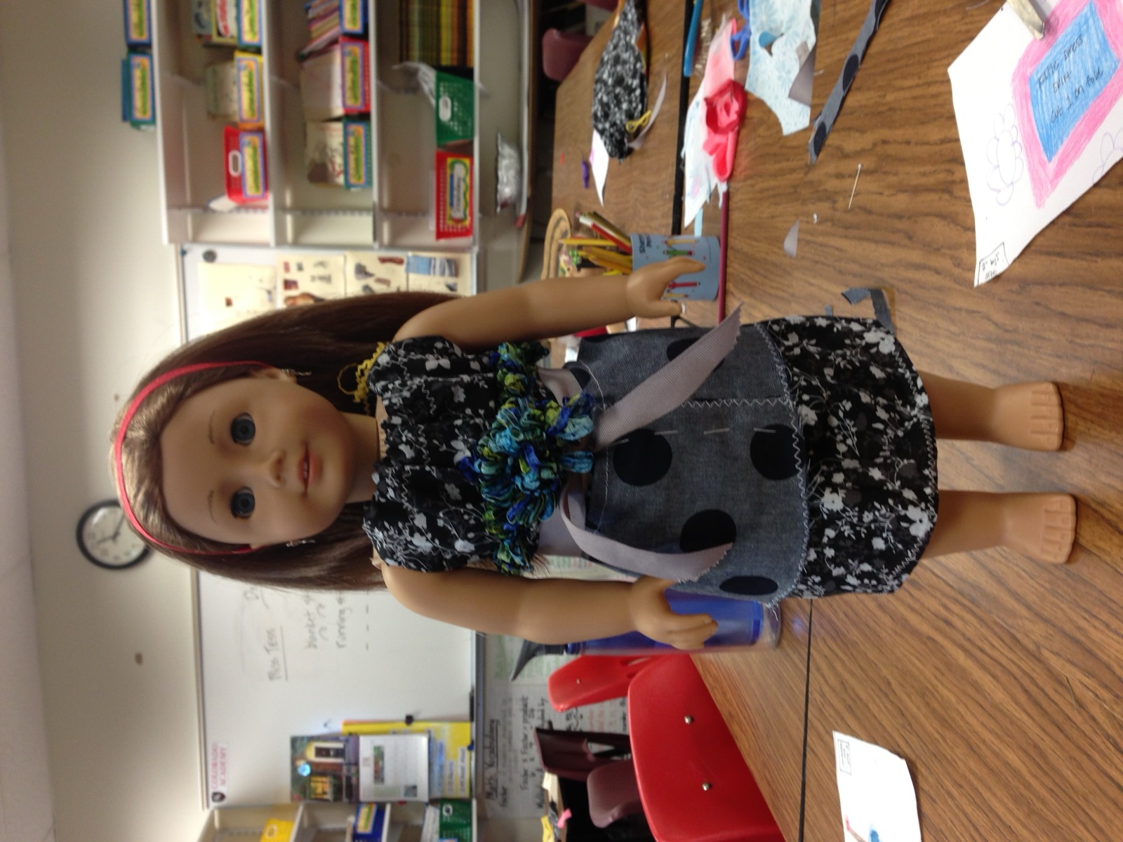 Dolls & dresses made in a sewing lesson
