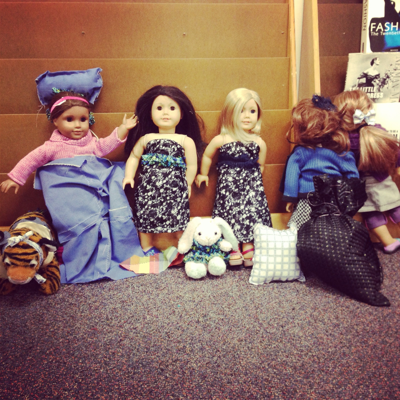 Dolls & dresses made in a sewing lesson