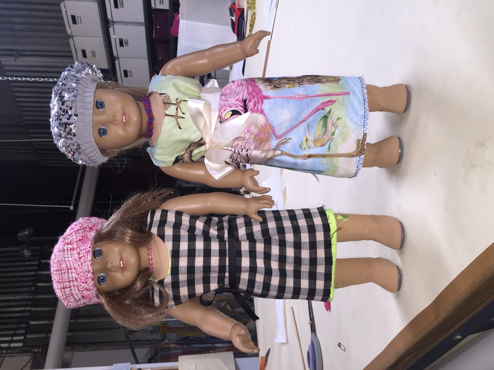Dolls & dresses made in a sewing lesson