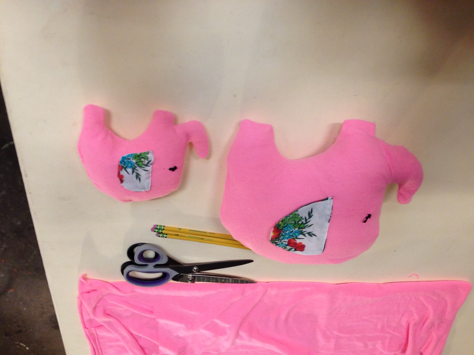 Stuffed animals made in a sewing lesson